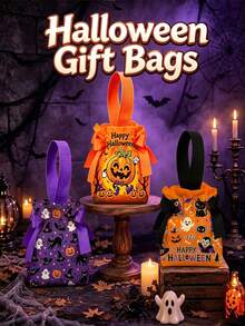 XAXRE Halloween Candy Gift Bags Gift For Her/Him, Reusable Fabric Treat Bags With Drawstring And Handle, Halloweens Party Favors Decorations Supplies - Multicolor - View 2