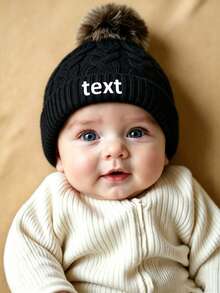 1pc Customized Printed Name Knitted Hat For Newborns, Infants And Children, With Pom Pom And Folded Brim, Warm Outdoor Knitted Hat For Autumn/Winter - Multicolor - View 15