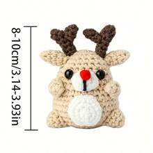 Beginner Crochet Kit, 3pcs Deer Animal Material Pack, Includes Instructions, Yarn, Video Tutorial, Suitable As A Gift For Craft Enthusiasts - Multicolor - View 3