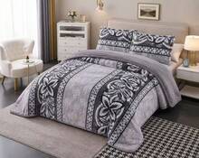 Edredón Grueso de Otoño e Invierno con Fundas de Almohada, Tejido de Felpa con Acabado Aterciopelado y Reverso de Franela, Cálido y Acogedor para Dormitorio - Gris Claro - Ver 1