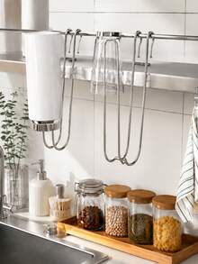 3pcs Stainless Steel Cup Holder Hooks, Sink Side Bottle Drain Rack, Hanging Cup Drying Rack, Kitchen Storage Rack, Suitable For Glass Cups, Mugs, Cups, Etc., Sink Side Storage Rack, Drill-Free Drain Hooks - Multicolor - View 2