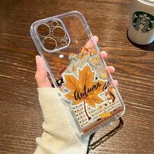 Autumn Squirrel Nut Maple Leaf Newspaper 15 14 Plus Transparent 13 Pro Max 12 Compatible With Apple 17 Pro Max 16 Pro 15 Pro 17 Pro 15 PM Premium Shockproof Protective Phone Case - Multicolor - View 4