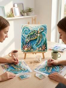 1pc Ocean Theme Pearl Art DIY Kit 3D Bead Diamond Painting For Adults,Assorted Gems Add Raised Detail To Coastal Scenes For An Engaging Hands-On Activity And Decorative Display - Multiple Styles - View 8