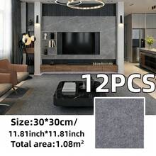 12pcs 30x30cm Self-Adhesive Anti Slip Splicing Block Floor Mute Rug Bedroom Mat Carpet Water Absorption And Anti Slip Living Room Home - C - View 3