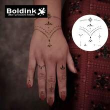 Boldink 1PC Minimalist Celestial Dot Tattoo Sticker, Temporary Waterproof Body Art Tattoo Sticker, Lasts 1-2 Weeks, Plant Juice Formula, And Gentle Non-Irritating, Perfect For Daily Outfit To Boost Aura, Body Decoration Gift For Men And Women, Must-Have For People - Black - View 6