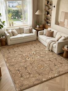 1pc Khaki Living Room Rug, Suitable For Kitchen, Dining Room, Bedroom Holiday Decor, Indoor/Outdoor, Office, Non-Slip Doormat, Bathroom Rug, Hallway, Study, Gaming Area Rug - Khaki - View 4