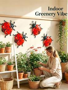 1/3pcs Acrylic Ladybug Wall Decor, Beetle Shaped Colorful Hanging Ornament, Suitable For Outdoor Fence, Window, Living Room, Porch, Patio And Home Wall Garden Decoration - Multicolor - View 8