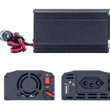 Inversor conversor de tensão 500W pico 1200W onda senoidal corrigida 12V para 110V tomada padrão brasileiro USB carregamento rápido fonte portátil para veículo acampamento energia solar emergência e uso doméstico L - A - Visão 6