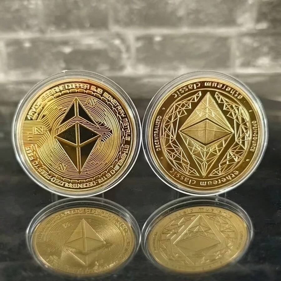 Ethereum Classic Gold Plated Commemorative Coin, Metal Crypto Collectible Token, Suitable As A Memorial Gift For Coin Collectors - Multicolor - View 1