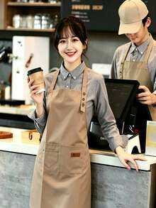 1pc Pocket Kitchen Apron, Neutral Multi-Pocket Cooking Apron, Adjustable, Polyester Material, Suitable For Men And Women Bakers And Chefs, Applicable For Cooking, Baking, Gardening, Coffee Shop, Kitchen, Bathroom, Home, Women's Apron - Multicolor - View 4