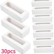 10/30 piezas Cajas de papel plegables con ventana transparente, cajas de regalo rectangulares, cajas de exhibición con tapa abatible, cajas de almacenamiento, DIY, fiesta, cumpleaños, vacaciones, boda, suministros de exhibición y embalaje para la fabricación de joyas - como se muestra - Ver 10