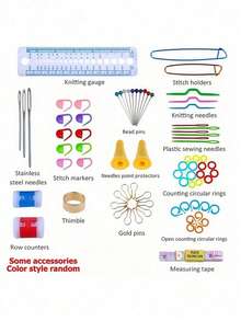 1 Set Crochet Kit, Includes Storage Box, Crochet Hooks And Crochet Accessories, Suitable For Crochet Crafts, Multiple Sizes Of Crochet Hooks Can Make Scarves, Coasters, Sweaters, Etc., Suitable For Beginners And Crochet Enthusiasts - Multi-color - View 2