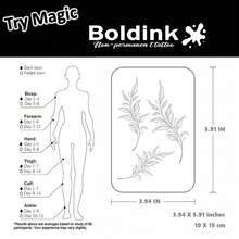 Boldink 1 miếng hình xăm dán tạm thời nghệ thuật đường nét cành lá gân lá, chống nước, công thức nước ép thực vật, dịu nhẹ không gây kích ứng, bền 1-2 tuần, phù hợp đeo hàng ngày, tăng khí chất, trang trí cơ thể, quà tặng phong cách Trung Quốc unisex thiết yếu cho mọi người - màu đen - Xem 3