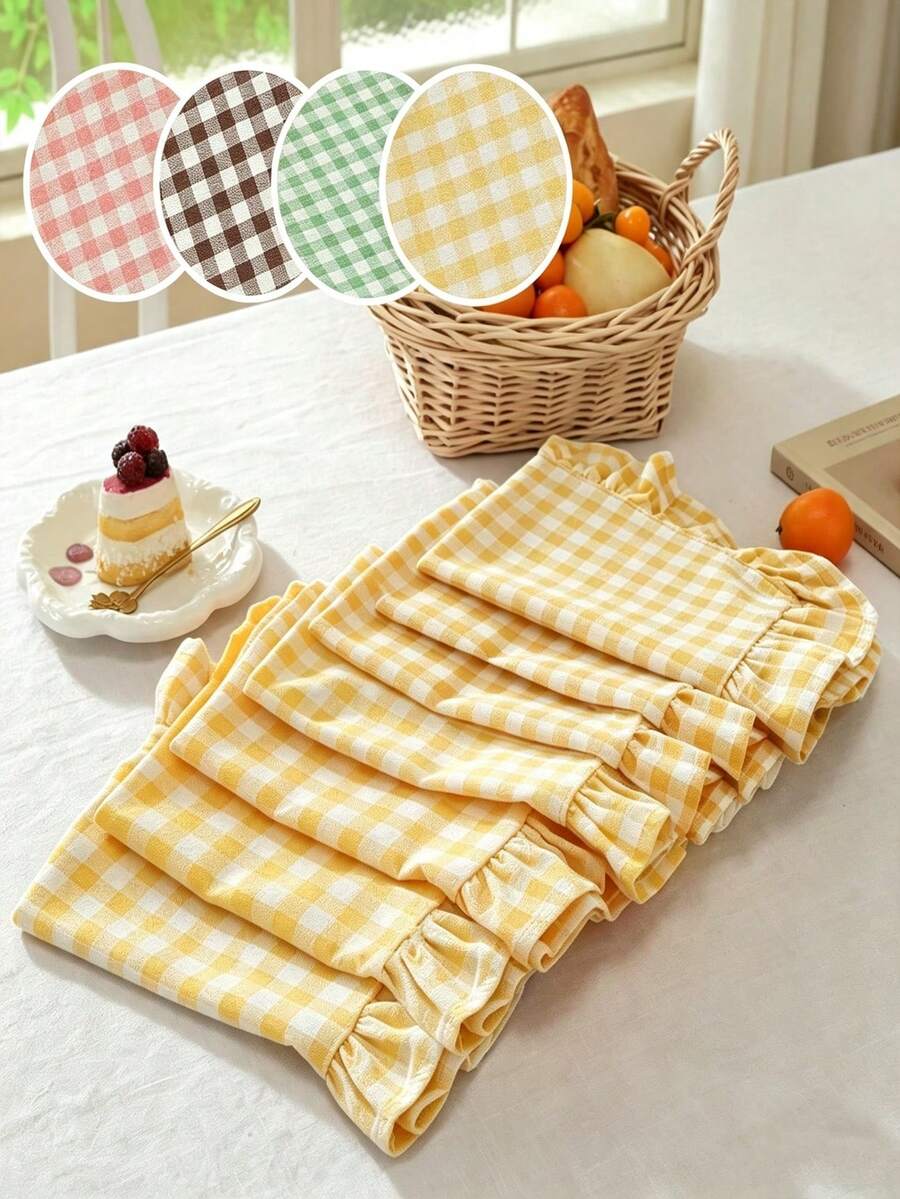 2/6/12/120pcs Plaid Ruffled Napkins, Farmhouse Style Home Kitchen Decor, Reusable Washable Napkins Suitable For Restaurants, Kitchens, Weddings, Bridal Showers, Parties, Dining Table Decoration - Multicolor - View 1
