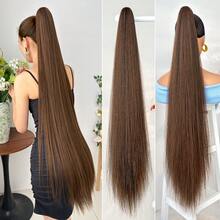 HEYPINK Claw Shaped Ponytail Extension Hair Accessory Brown Gold Burgundy Gradient Brown 38 Inch Long Wave Heat-Resistant Fiber Synthetic Ponytail Wig, Suitable For Women's Parties And Daily Use, Halloween - Black Brown - View 12