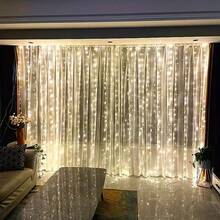 1pc USB Plug Home Decor Curtain LED String Lights 6m/3 Meters Wedding Fairy Lights Holiday Decoration Party Birthday Wall Decor Christmas Decoration - USB Curtain Light - View 2