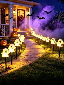 Halloween Ghost Solar Powered Lawn Light, Outdoor Waterproof Cute Ghost Garden Decor Light, Suitable For Halloween Party Outdoor Garden, Yard, Fence, Steps And Patio - Ghost - View 8