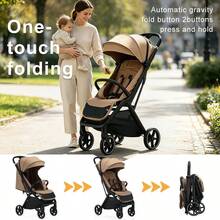 Leichter Kinderwagen, Tragbarer Kinderwagen, Ideal Für Reisen, Unverzichtbares Babyzubehör, Atmungsaktives Netzgewebe, Ein-Schritt-Klappkinderwagen - Brown - View 7