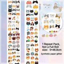 47cm/Loop Kawaii Kitty Head Colorful Cat Die Cut Sticker Cute DIY Goo Card Journal Scrapbooking Photo Card Phone Case Collage Supply - Black - View 9