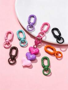 5pcs-Multicolor Painted Zinc Alloy Rotating 8-Shaped Spring Clasp, 360° Rotatable Keychain Connector Hook, DIY Handmade Jewelry Making Accessories, Suitable For Bags, Phone Chains, Keychains, Hanging Decorations And Pendant Crafts - Figure 8 Spring Hook - View 3