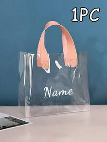 1pc Personalized Thick Transparent PVC Gift Bag (With Handle) - Reusable, Holiday Gift Bag, Plastic Floral Gift Bag, Suitable For Wedding Party, Bridal Shower, Wedding Gifts And Shopping, Suitable For Wedding, Birthday, Engagement - Multicolor - View 9