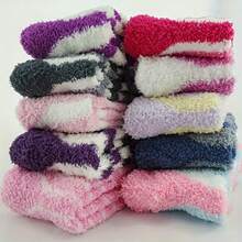 5 Pairs Women's Coral Fleece Warm Thick Socks, Autumn/Winter Novelty Style, Random Color Assortment - Multicolor - View 5