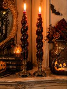Handmade Black Bleeding Drip Spiral Scented Candle, Fragrant Creative Candle, Halloween Decor Candle, Gothic Style Party Atmosphere Candle, Premium Dark Home Decor Candle, Holiday Gift - A - View 2