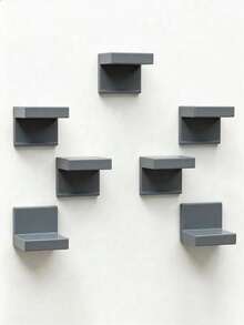 6pcs/2pcs/1pc Dark Gray Wall-Mounted Thick Storage Shelf, Modern Floating Display Rack, Space-Saving Narrow Shelf, With Iron Plate Support, Screw Fixed, Suitable For Home And Office - Multicolor - View 7