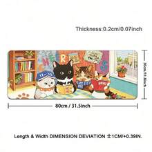 Cute Cat Large Desk Mat, Comfortable Reading Cat Design, Extended Gaming Mouse Pad, Aesthetic Colorful Desk Mat, Non-Slip Rubber Bottom, Waterproof Keyboard & Laptop Pad, Office & Home Decor, Gift For Cat Lovers ﻿ - View 15