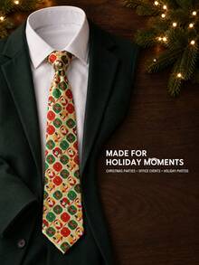 1pc Men's Christmas Costume Tie, Suitable For Christmas Holiday Wear - Multicolor - View 2