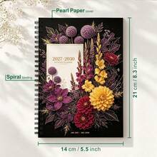 1PC A5 4-Year Monthly Planner 2027-2030 Monstera Tropical Leaf Cover, 48-Month Spiral Calendar Notebook With Monthly Tabs, Twin-Wire Premium Paper, Weekly Agenda Organizer For Student Office School Home - A5 - View 3