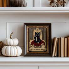 1pc Frameless Funky Black Cat Skeleton Tarot Witch Wall Art Dorm Gift - Multi-color - View 3