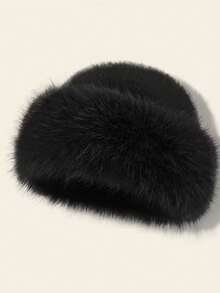 1pc Women's Thick Fleece Bucket Hat, Warm Fur-Trimmed Bucket Hat, Soft Face-Flattering Ear-Protective Cold-Proof Hat, Windproof Snow Travel Bucket Hat, Versatile Winter Fuzzy Hat To Match Down Jacket - P-mRM - View 5