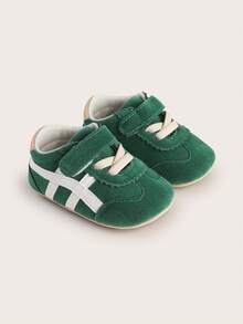 Spring/Autumn 3-6-9 Months Unisex Infant Solid Color Casual Shoes Soft Sole Anti-Slip Walking Shoes Fashion Minimalist Newborn Shoes - Green - View 3