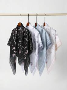 1 Buah Hijab Persegi Wanita 110cm Motif Bunga dan Renda, Hijab Persegi Modis dan Serbaguna, Mudah Dipakai, Cocok untuk Semua Musim - MultiWarna - View 11