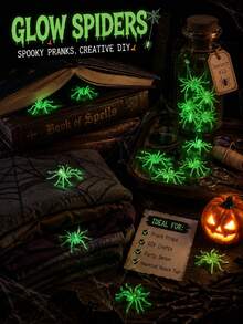 25/50pcs Glowing Mini Spiders, Green Realistic Spider Props, Horror Scene Decoration, Suitable For Desktop And Spider Web Decor, Perfect Thrilling Small Gift For Adult Halloween Party Hosts, Halloween And Thanksgiving Theme Party Decoration - Multicolor - View 7