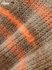 CHUU Colorful Striped Knit Sweater Women Autumn Sweet Cool Distressed Hollow Out Short Loose Top - Orange - View 6
