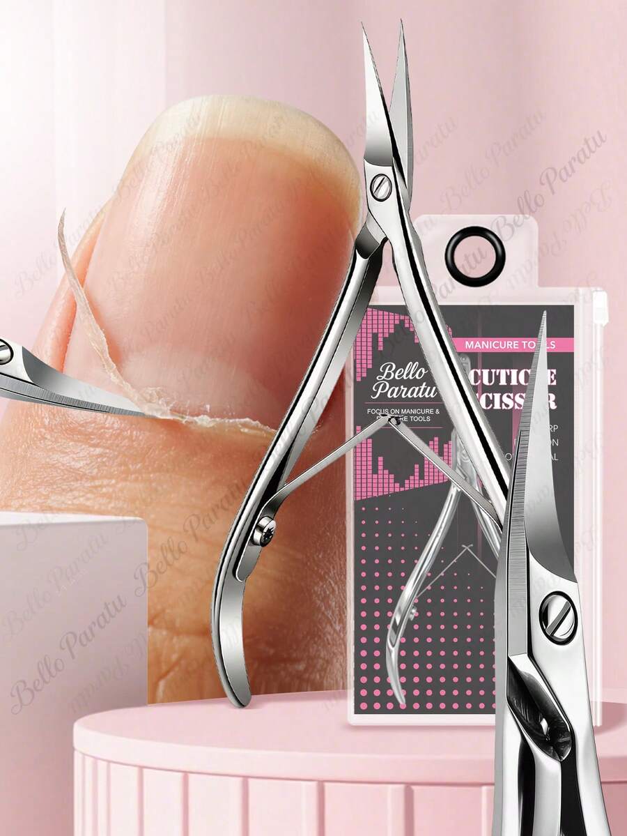 Bello Paratu 1pc Ultra-Thin Curved Cuticle Scissors Nail Clipper Women's Multi-Function Manicure Tool Toenail Cuticle Small Scissors - Multicolor - View 1