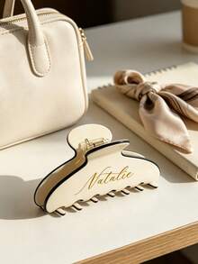 1pc Personalized Elegant Women's Vintage Acetate Hair Comb, Faux Pearl Name Design, Unique Hair Accessory, Suitable For Women, Perfect Gift For Her - Multicolor - View 2