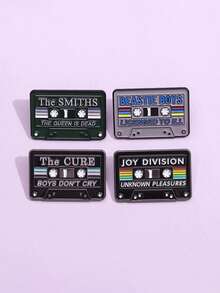 Vintage Cassette Tape Metal Alloy Rainbow Striped Brooch Women's Daily Music Accessory - Multicolor - View 7
