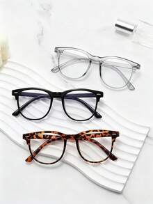 1 Pair/3 Pairs Unisex Fashion Glasses, Rivet Transparent Rimless Glasses, Suitable For Computer Reading, Gaming, Watching TV Or Using Phone - Transparent - View 10