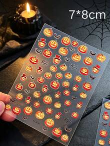 1 Set Pumpkin Theme Decorative Stickers, 7*8cm Size, Multiple Independent Detachable Stickers, Easy Peel Adhesive Backing, Secure Adhesion, Freely Arrange And Combine, Suitable For Digital Shells, Water Bottles, Storage Containers, Desktop Items And Other Smooth Hard Surfaces, Used For Object Appearance Decoration And Modification - Decorative Stickers - View 7