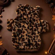 1pc Pet Dog Hoodie, Classic Leopard Print Pattern, Non-Stretch Outer Fabric, No Thermal Lining, Recommended To Measure Pet Size And Choose 1-2 Sizes Larger, Suitable For Small/Medium Dogs And Cats, Pet Clothes, Dog Clothes, Pet Coat For Cold Weather - Pink - View 13