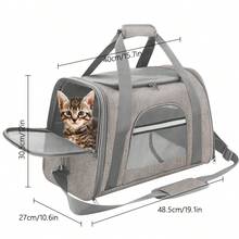 Ransel Kucing & Anjing Kapasitas Besar dan Bernapas, Ransel Portabel untuk Hewan Peliharaan di Luar Ruangan, Tas Jinjing Lipat Satu Bahu untuk Anjing/Kucing, Cocok untuk Anjing Kecil, Kucing, Kelinci, dan Anak Anjing - Grey - View 8