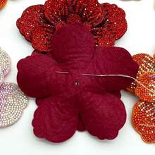 Red Rhinestone 3D Flower Applique, Heavy Rhinestone Embroidery Flower Patch, Dress DIY Decoration Patch, Clothing Bag Handmade Rhinestone Accessory, Suitable For Sewing Projects, Clothing Accessories, Clothing Creation, Party Decoration, Hair Accessory Making, Handmade Projects - 3-tier Large Flower - View 3