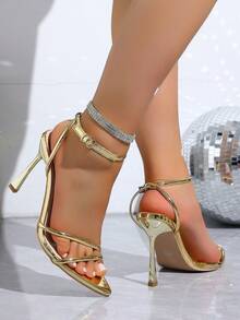 Women Heeled Sandals - Gold - View 4