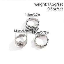 European & American Retro Hexagram Ring Set, Men's Hip Hop Fashion Personalized Premium Finger Rings, Men's Hand Jewelry - Men's Hexagram Ring Jewelry - View 3