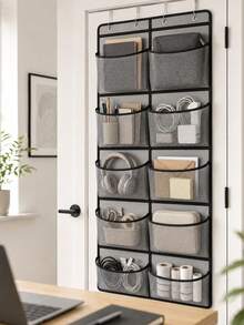 Bathroom Door Hanging Storage Bag, Multi-Functional Door Back Organizer, Categorized Storage, Foldable Home Storage Bag, Wall-Mounted Multi-Layer Transparent Visible Storage Bag - Multicolor - View 4