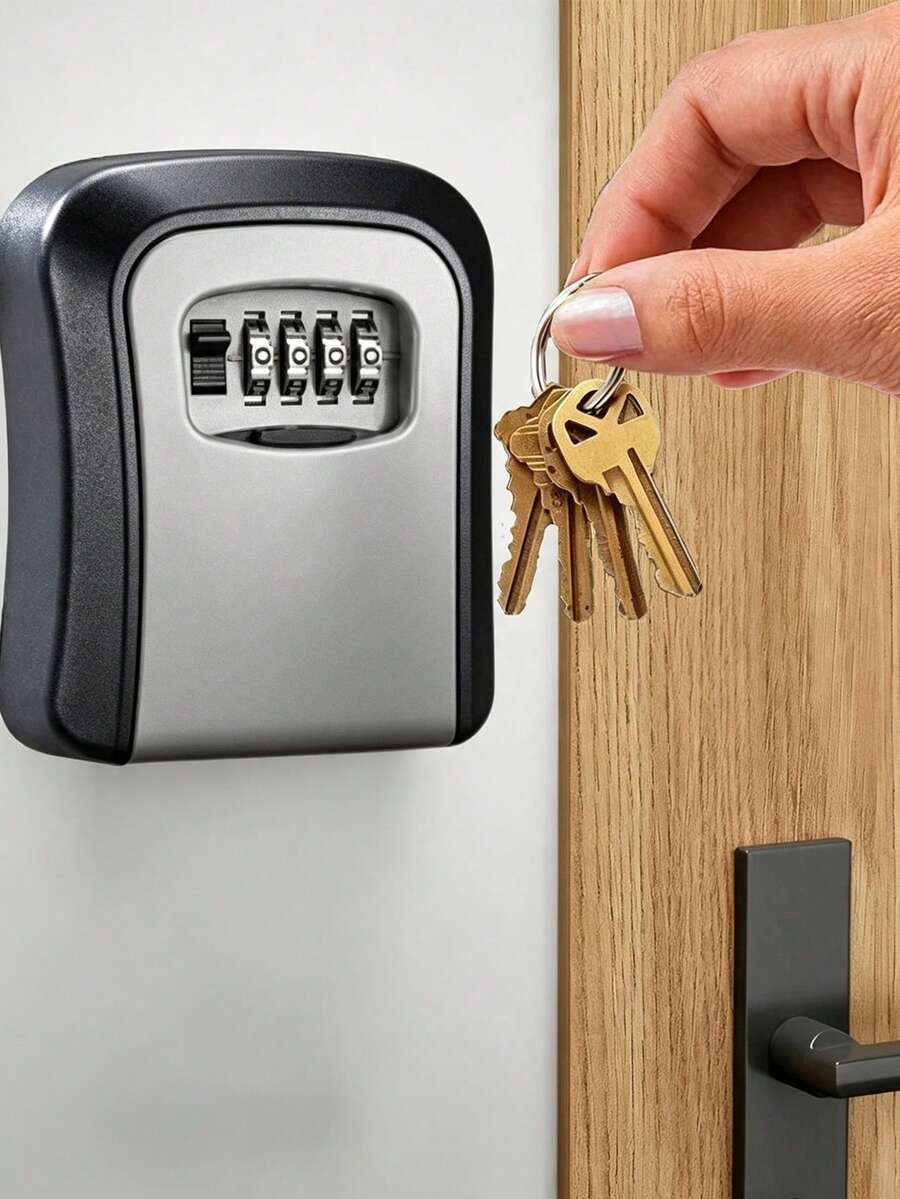 Outdoor Flip Cover Key Lock Box, Waterproof Wall-Mounted Metal & Plastic Key Storage Box, 4-Digit Resettable Combination Access, Ultra-Secure Key Hiding Box With Protective Cover, Upgraded Large Capacity Password Box, Suitable For Home/Car Keys