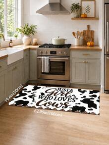 1pc Cow Print Kitchen Mat, Fun Holiday Style, Suitable For Autumn Party, Bathroom, Room, Kitchen, Sink Area And Home Holiday Decor, Foot Mat, Pet Mat - Multicolor - View 9